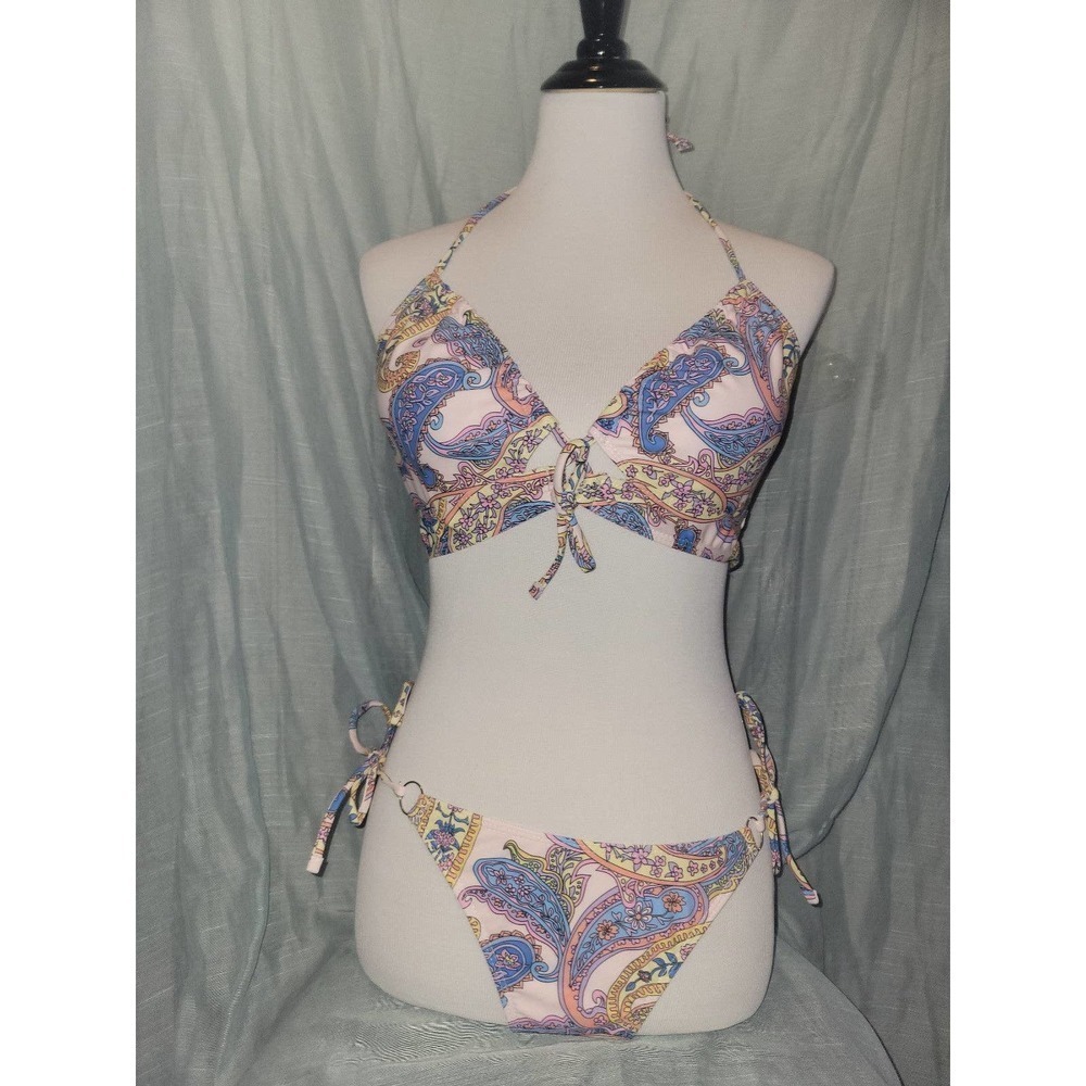 NWOT Paisley tie up Bikini large
